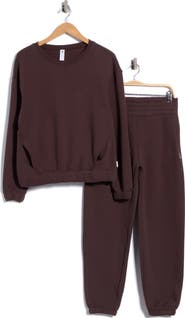 90 DEGREE BY REFLEX Bentley Anya Fleece Crewneck Sweatshirt & Joggers Lounge Set
