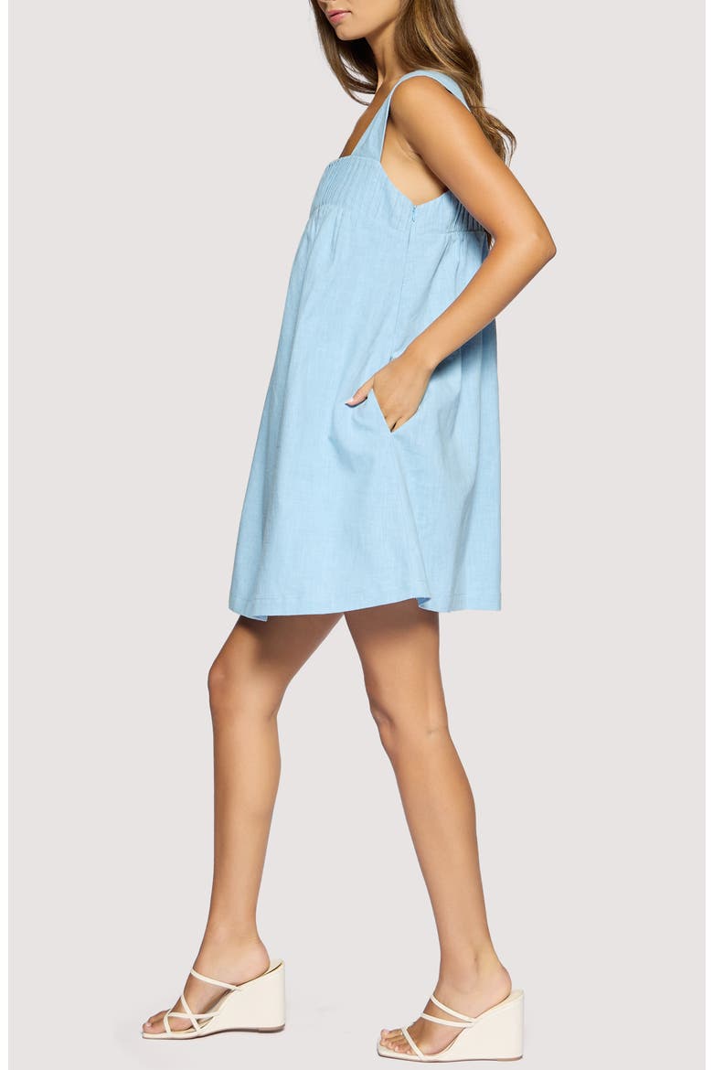Coastal Voyage Cotton & Linen Babydoll Dress, Alternate, color, LIGHT BLUE