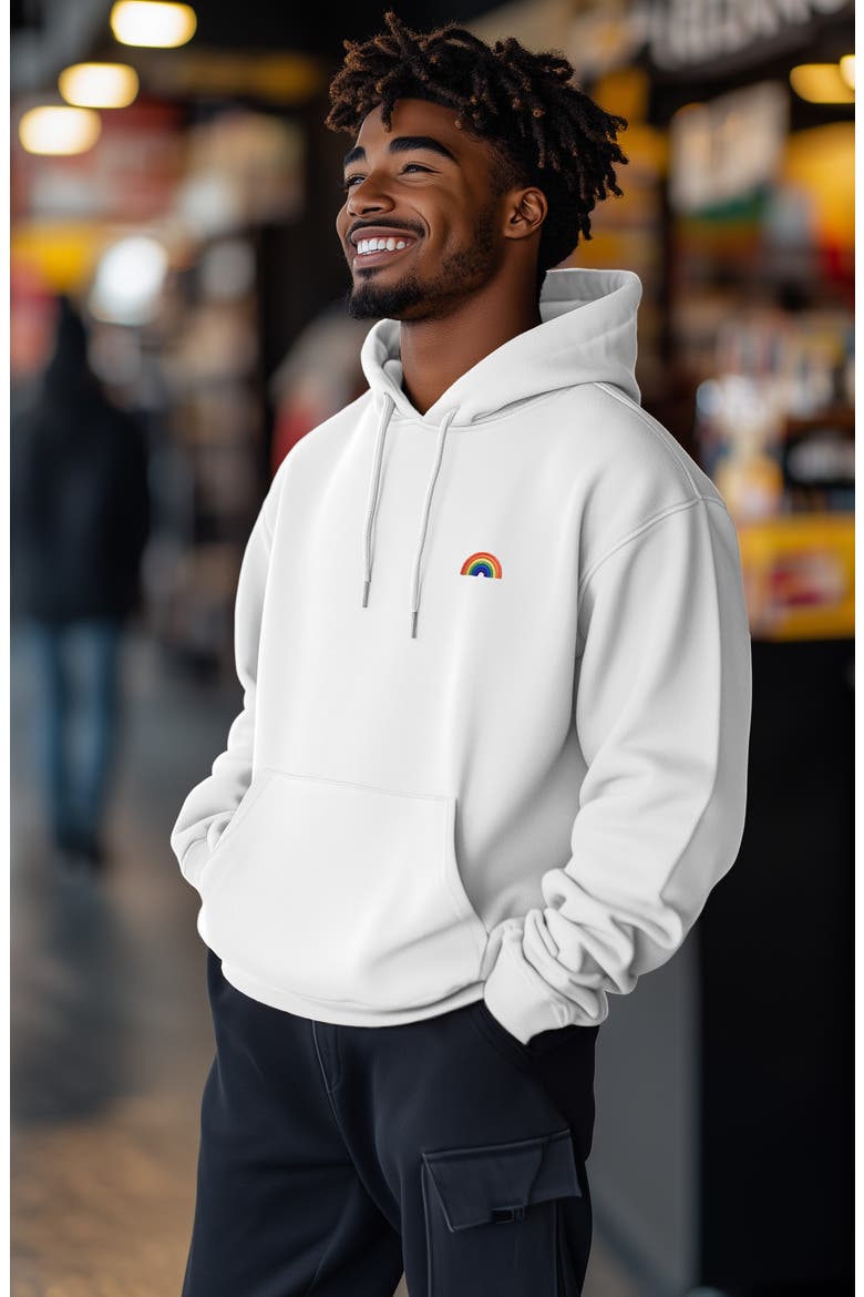 Rainbow Hoodie, Alternate, color, White