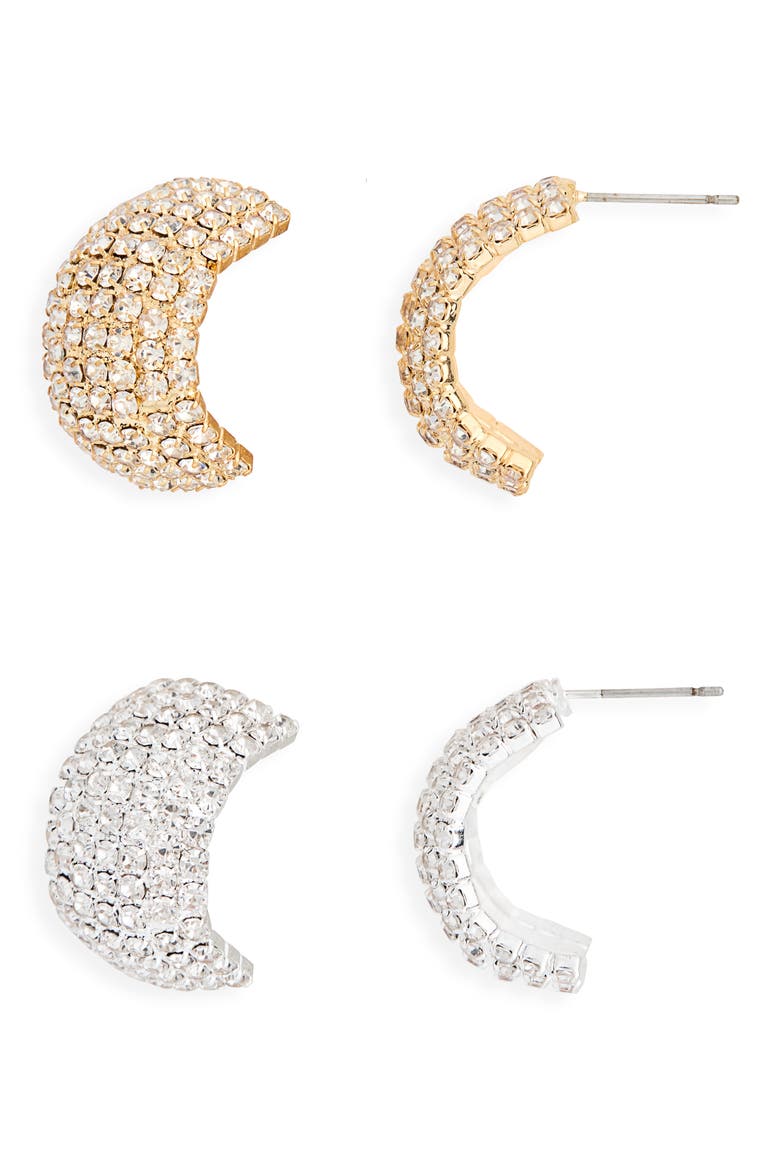 Crystal Hoop Earrings, Main, color, GOLD/SILVER