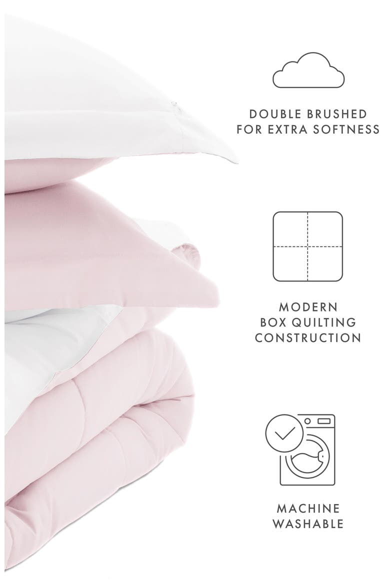 Premium Down Alternative Reversible Comforter Set, Alternate, color, BLUSH