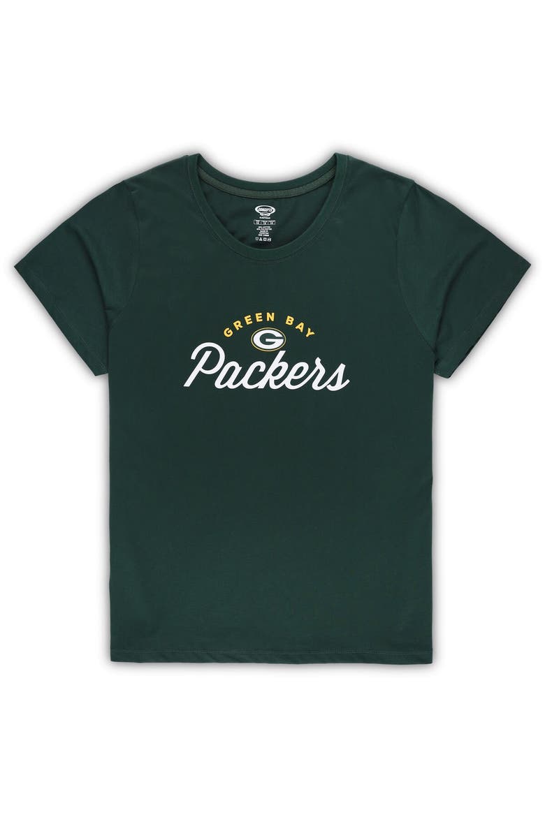 Women's Concepts Sport Green Green Bay Packers Plus Size Badge T-Shirt & Flannel Pants Sleep Set, Alternate, color, Green