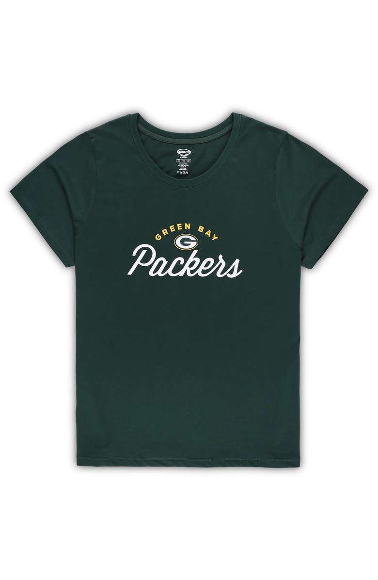 CONCEPTS SPORT Women's Concepts Sport Green Green Bay Packers Plus Size Badge T-Shirt & Flannel Pants Sleep Set, Alternate, color, 