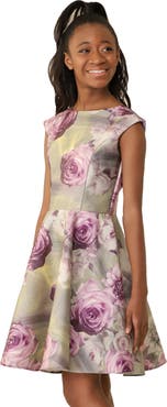 Un Deux Trois Cap Sleeve Boat Neck Dress In Longer Length