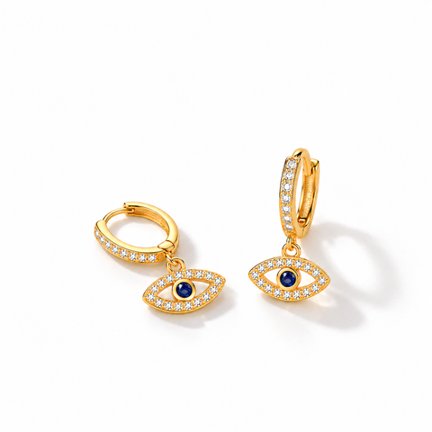 Gold-tone Evil Eye Huggie Earrings