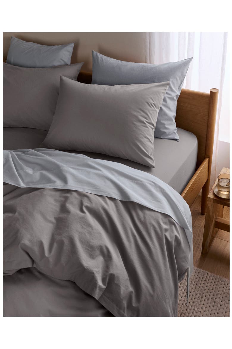 Percale Egyptian Cotton Duvet Cover, Alternate, color, PEBBLE