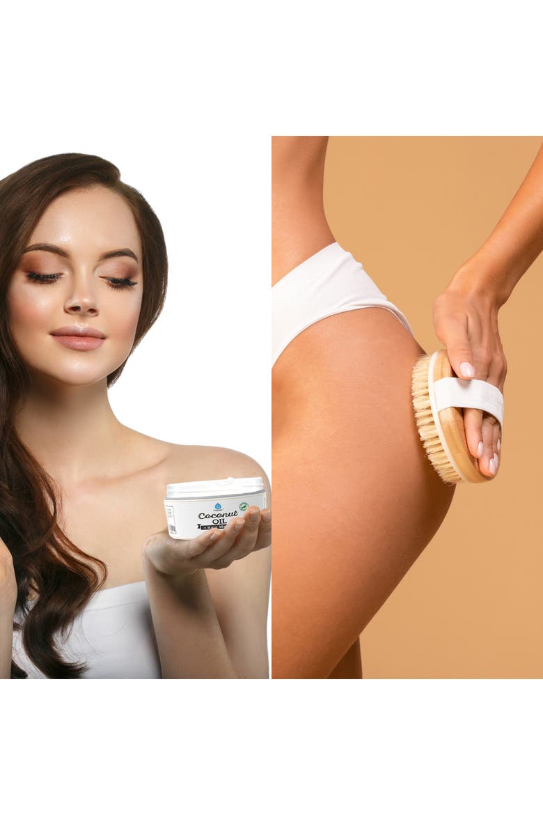 Bath Brush Massager & Coconut Oil Hair Mask, Alternate, color, Multicolor