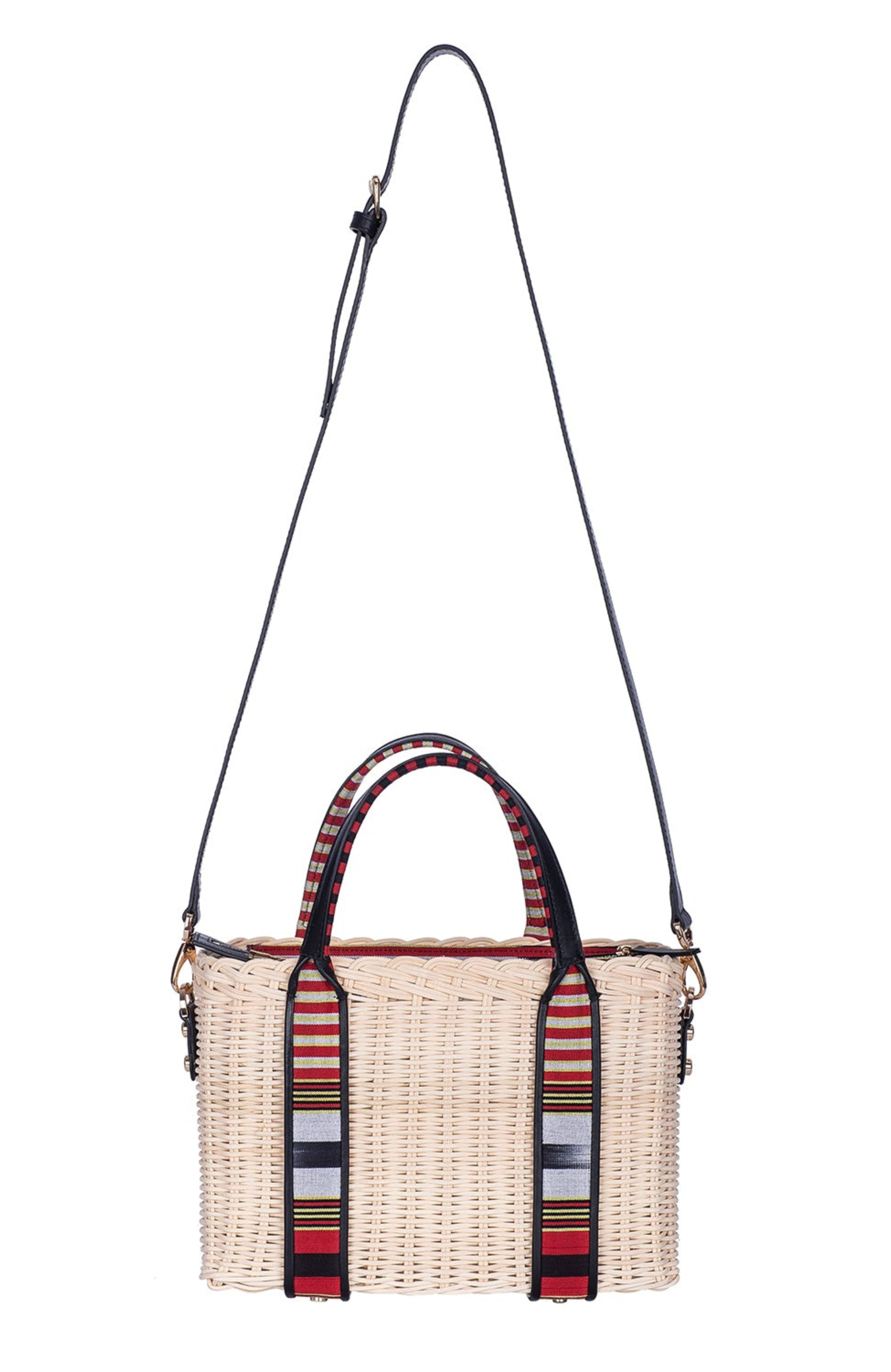 K'ai & Vrosi Woven Straw Handbag with Leather Trimmed Handles, Alternate, color, 