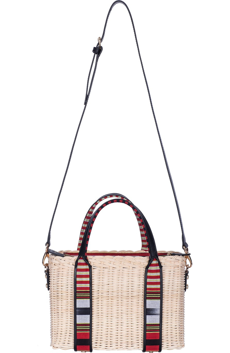 K'ai & Vrosi Woven Straw Handbag with Leather Trimmed Handles, Alternate, color,