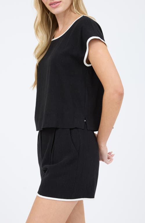 BLU PEPPER BLU PEPPER CONTRAST TRIM CAP SLEEVE TOP