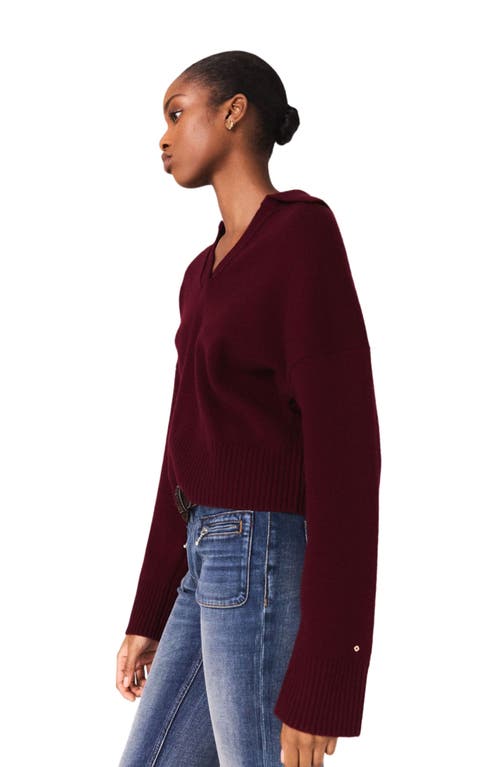 Maje Open Polo Collar Cardigan In Burgundy