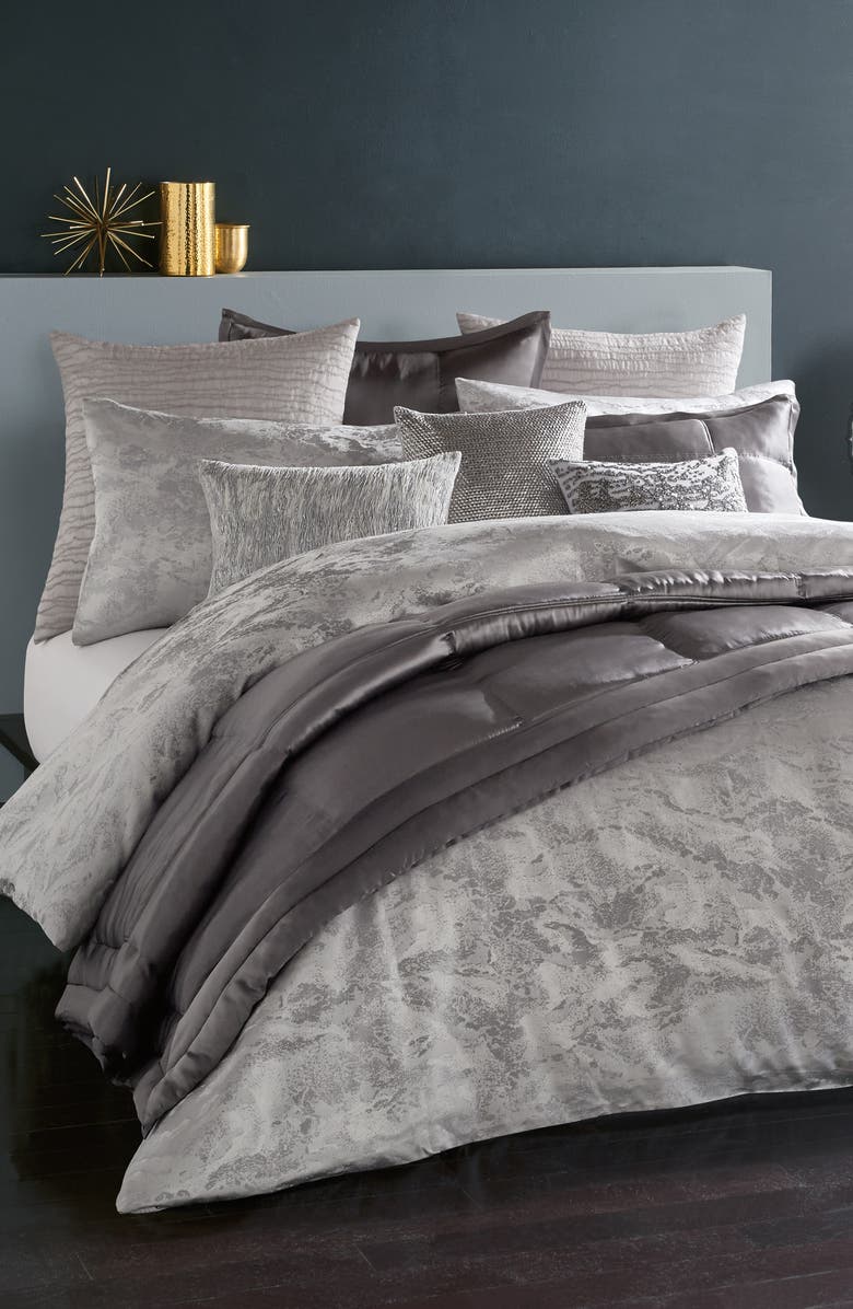 Donna Karan New York Luna Metallic Jacquard Duvet, Alternate, color, 