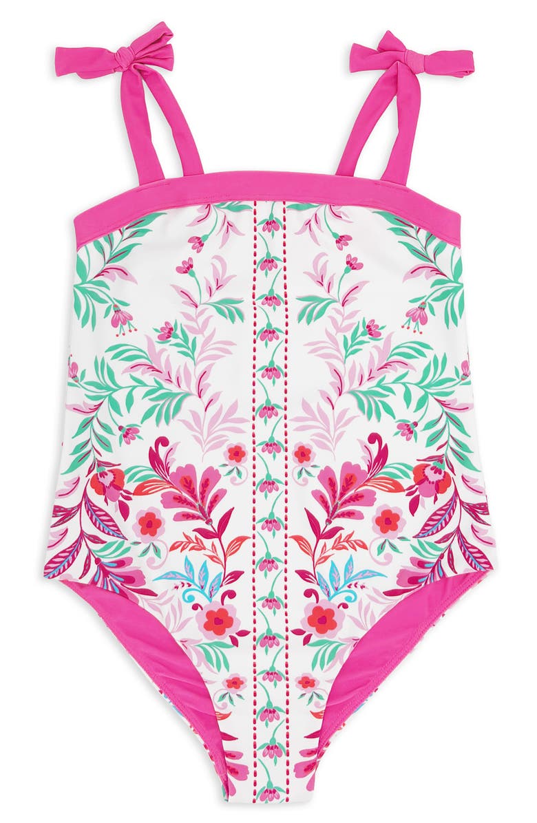 Feather 4 Arrow Kids' Shelly UPF 50+ One-Piece Swimsuit, Main, color, White Multi