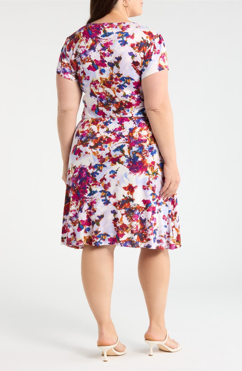 Loveappella Print Faux Wrap Dress, Alternate, color, Fuchsia/ Violet