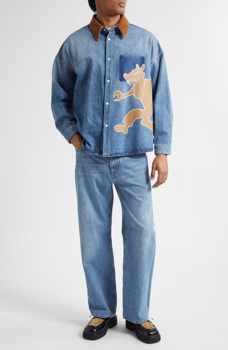 Marni Patchwork Wide Leg Jeans, Alternate, color, 00B96 Deep Blue