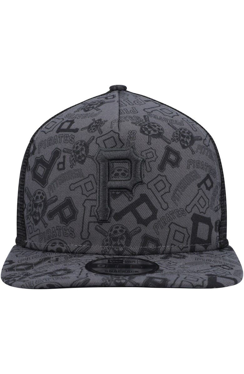 New Era Men's New Era Black Pittsburgh Pirates Repeat A-Frame 9FIFTY Trucker Snapback Hat, Alternate, color, Black