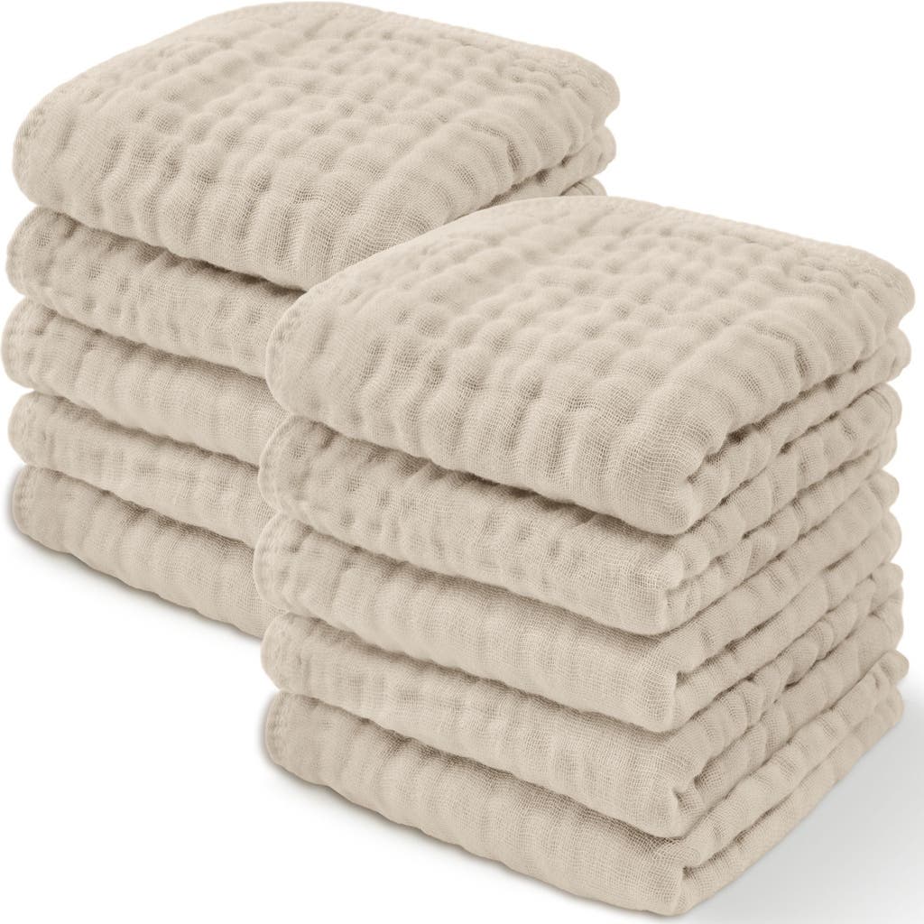 Comfy Cubs Muslin Washcloths In Sand