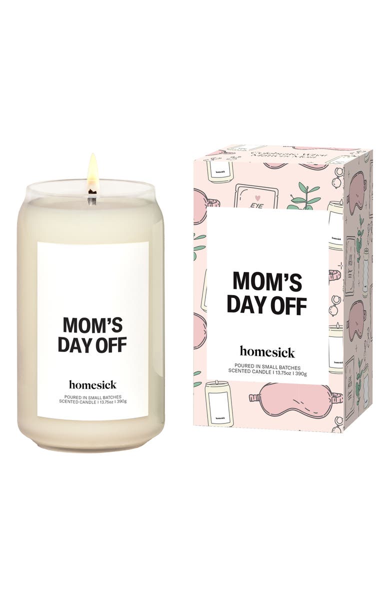 homesick Mom's Day Off Scented Candle, Main, color, White