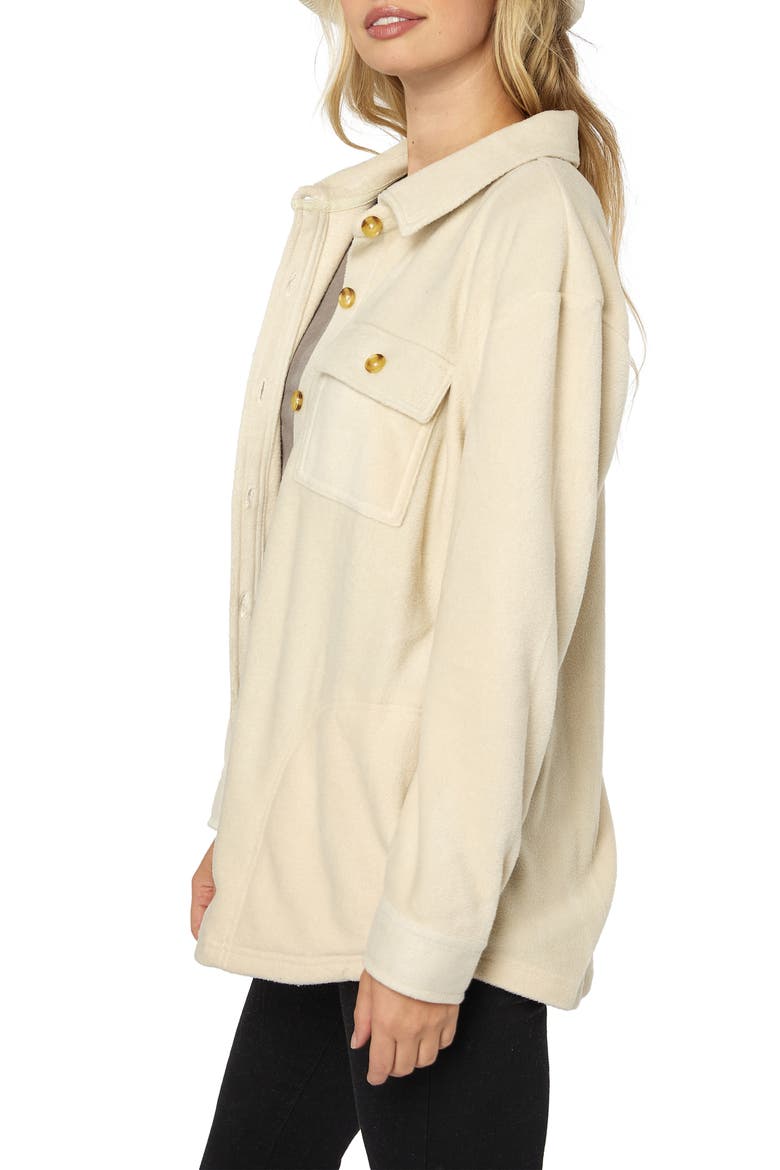 Collins Solid Fleece Shirt Jacket, Alternate, color, STONE