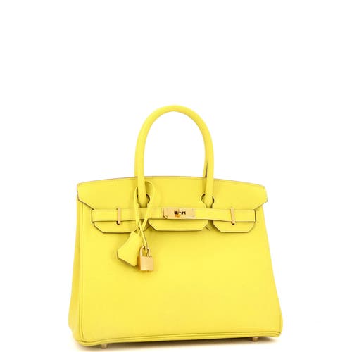 Pre-owned Hermes Hermes Birkin Handbag Yellow Epsom With Gold Hardware 30 In Green