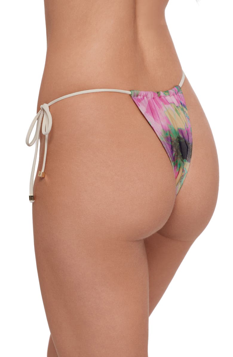 Steve Madden Ruched Faux Pearl Bikini Bottoms, Alternate, color, Purple Multi