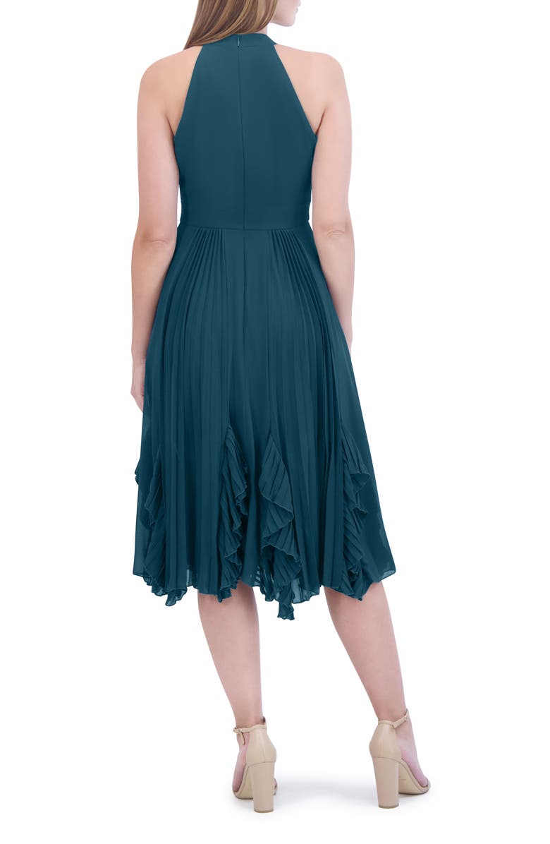 Eliza J Ruffle Pleat Halter Neck Cocktail Dress, Alternate, color,