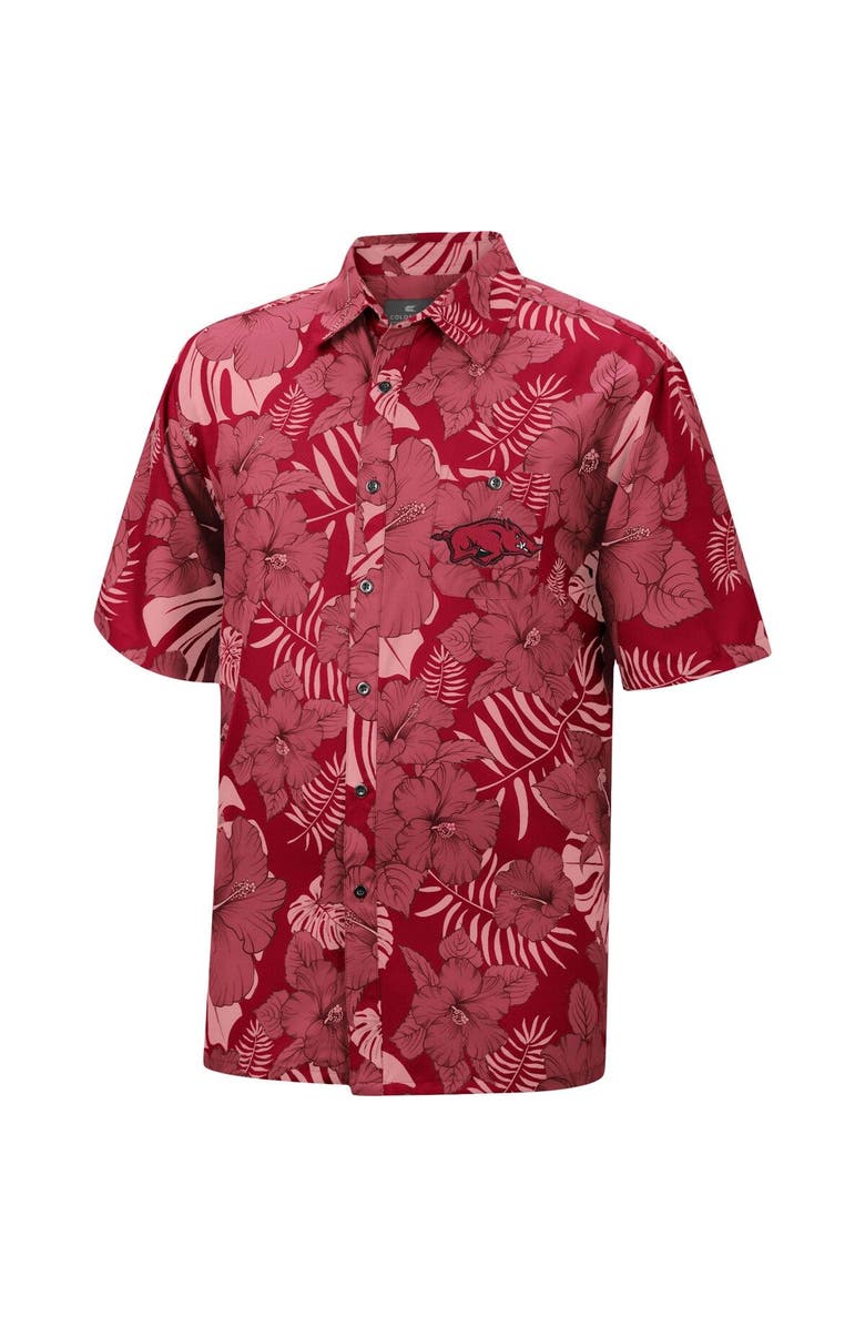 COLOSSEUM Men's Colosseum Cardinal Arkansas Razorbacks The Dude Camp Button-Up Shirt, Alternate, color, 