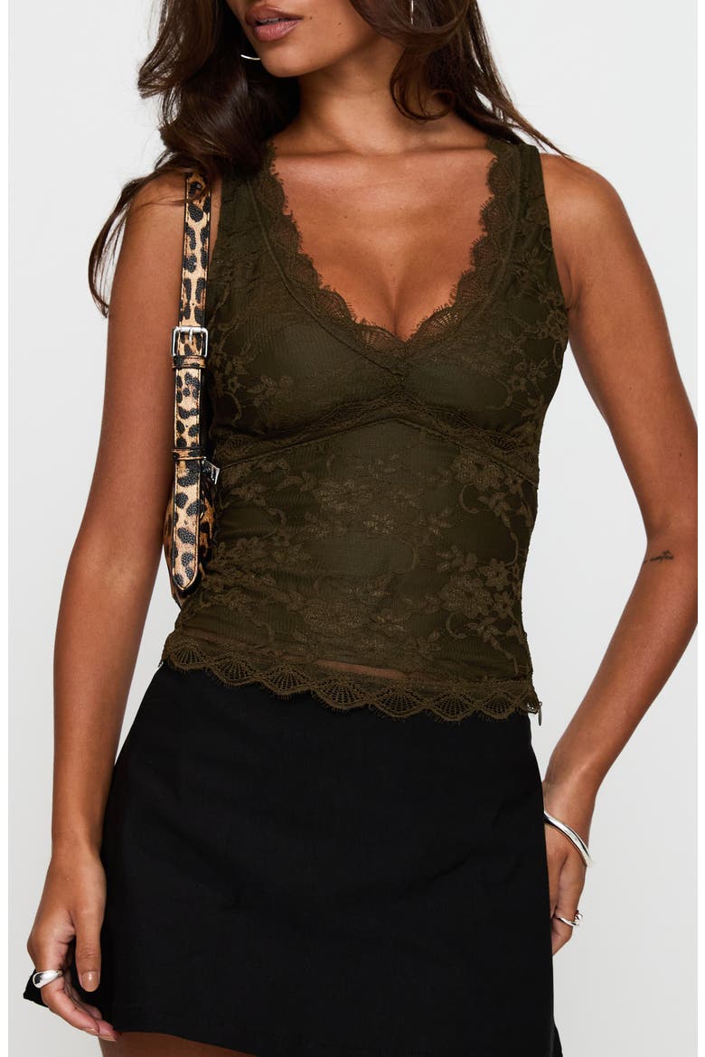 Far Away Lace Overlay Crop Tank, Main, color, DARK GREEN