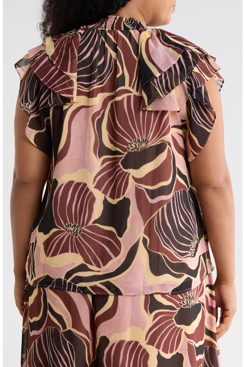 Mock Neck Ruffle Sleeve Top, Alternate, color, R693 PINK