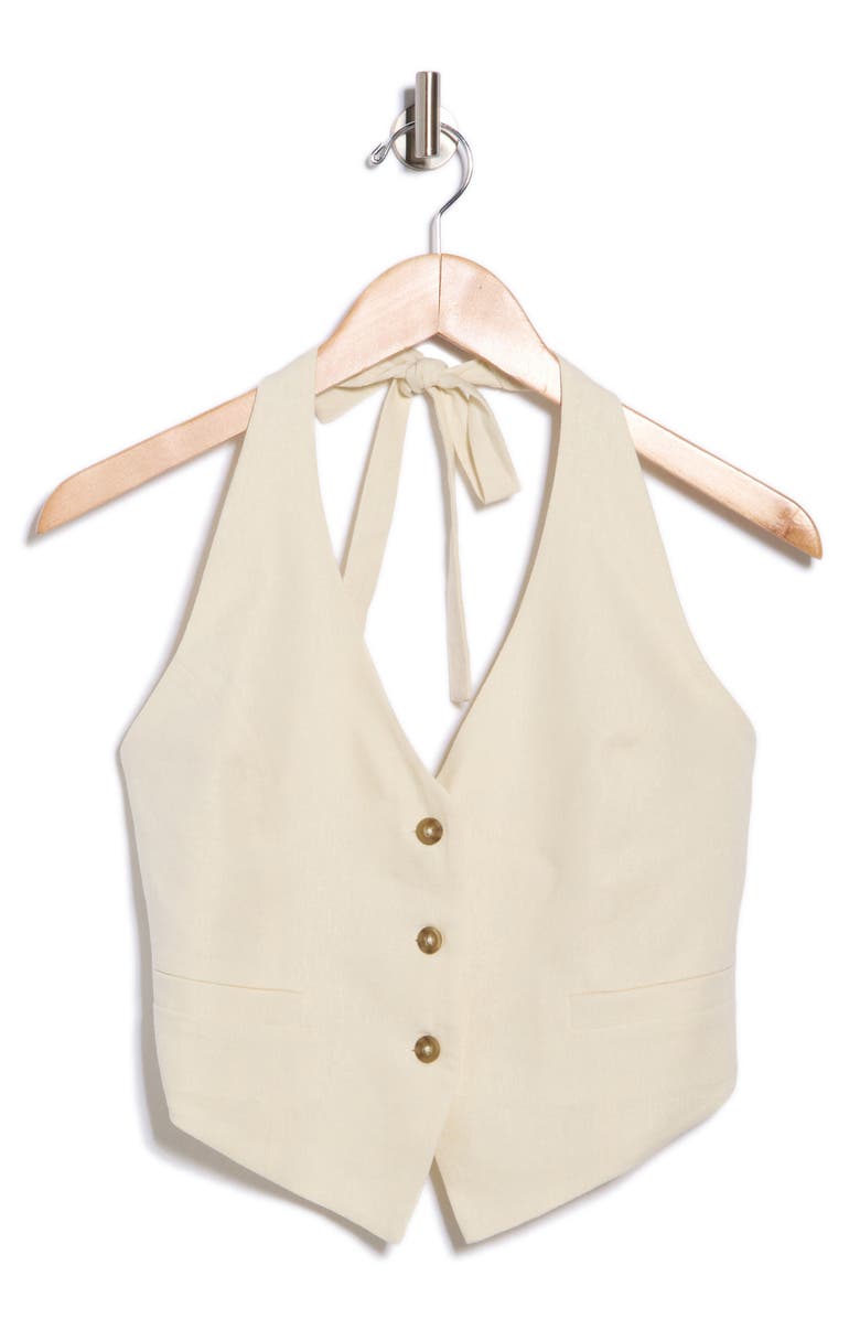 WAYF Halter Linen Blend Vest, Alternate, color, Cream