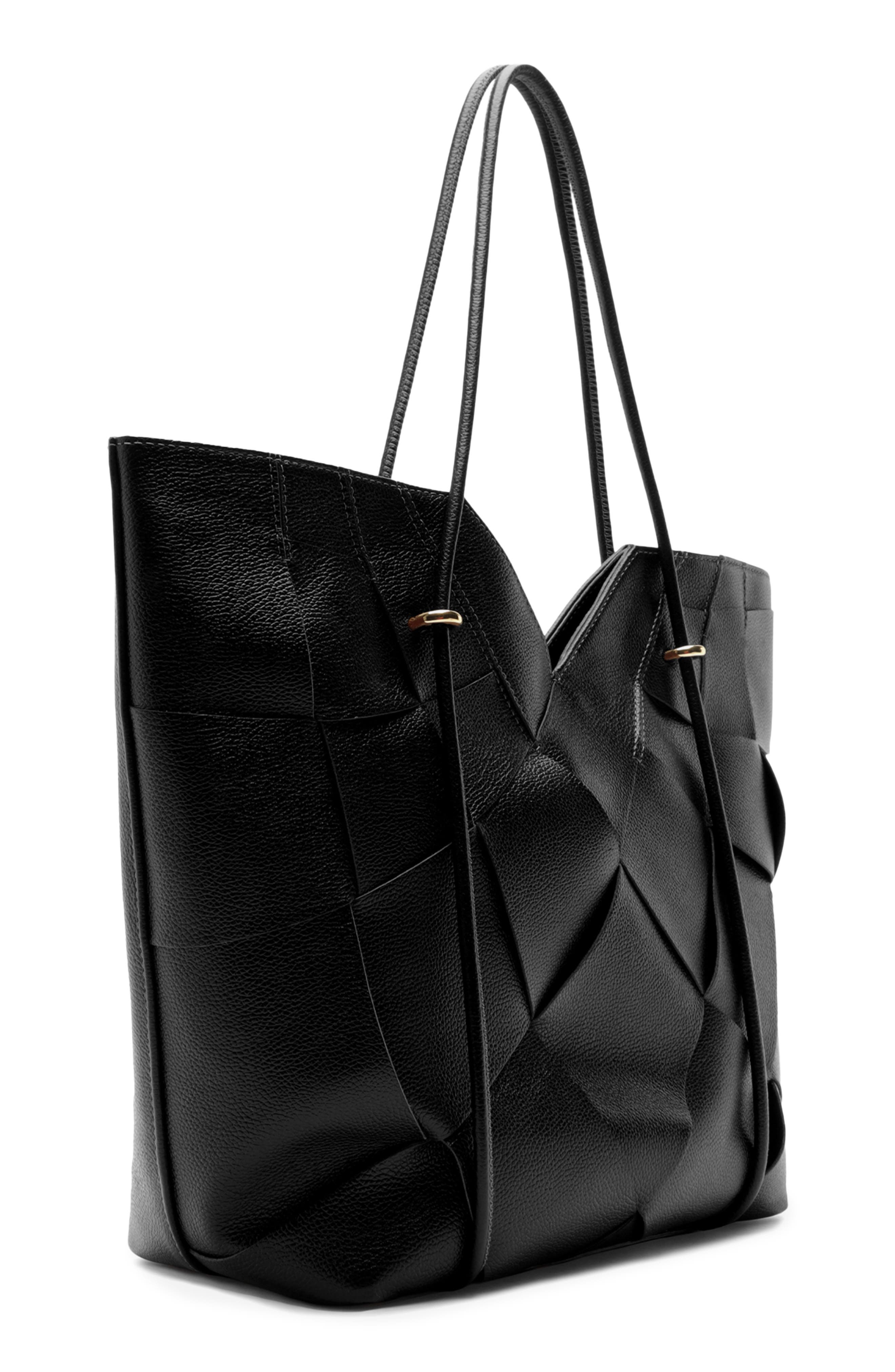 Sarah Large Leather Tote, Alternate, color, BLACK