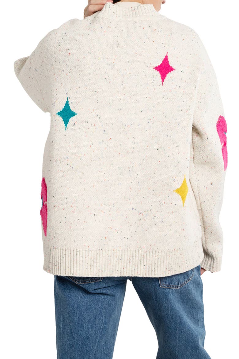 Floral & Diamond Embroidered Cardigan, Alternate, color, IVORY