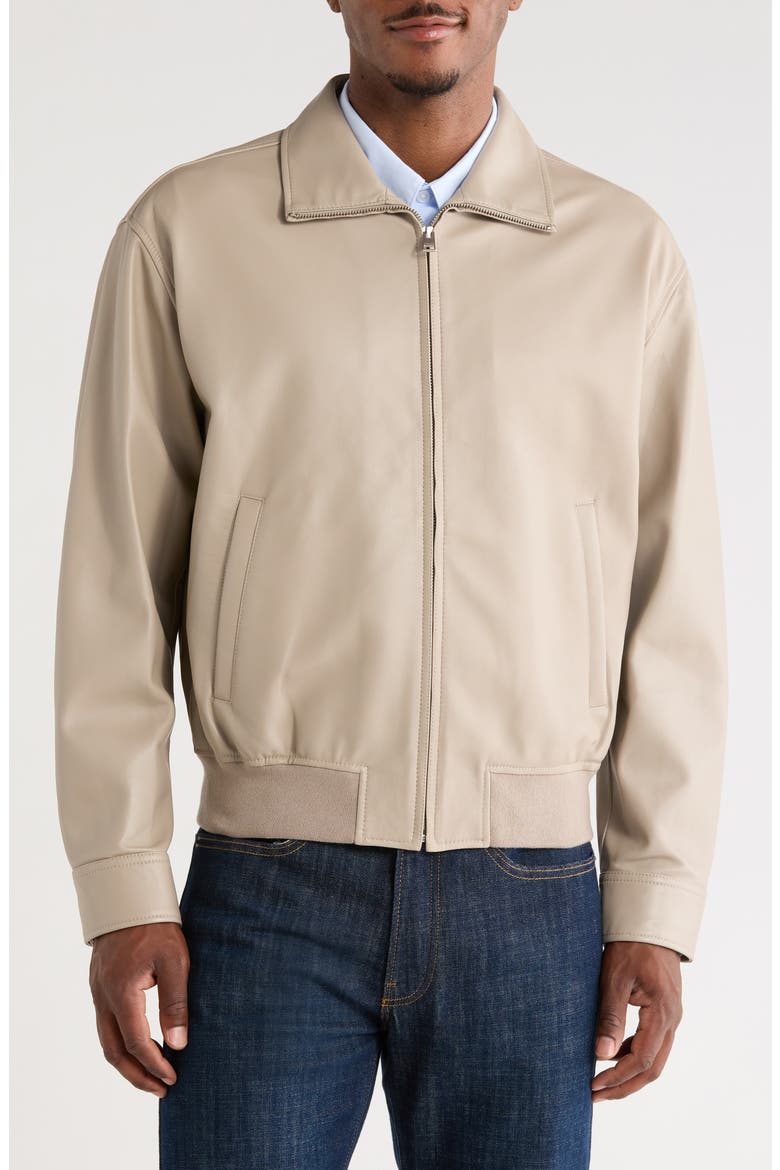 Leather Bomber Jacket, Alternate, color, DUSTY BEIGE