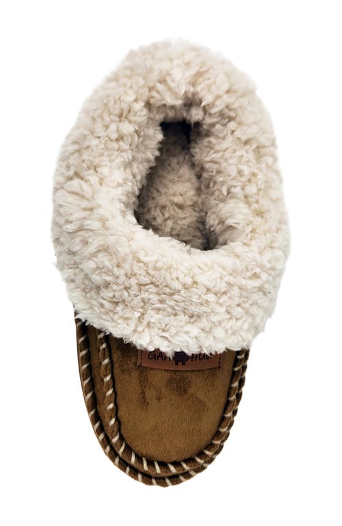 Gaahuu Double Stitched Faux Shearling Lined Slipper In Brown