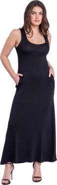 24seven Comfort Apparel Scoop Neck Sleeveless Maxi Dress with Pockets