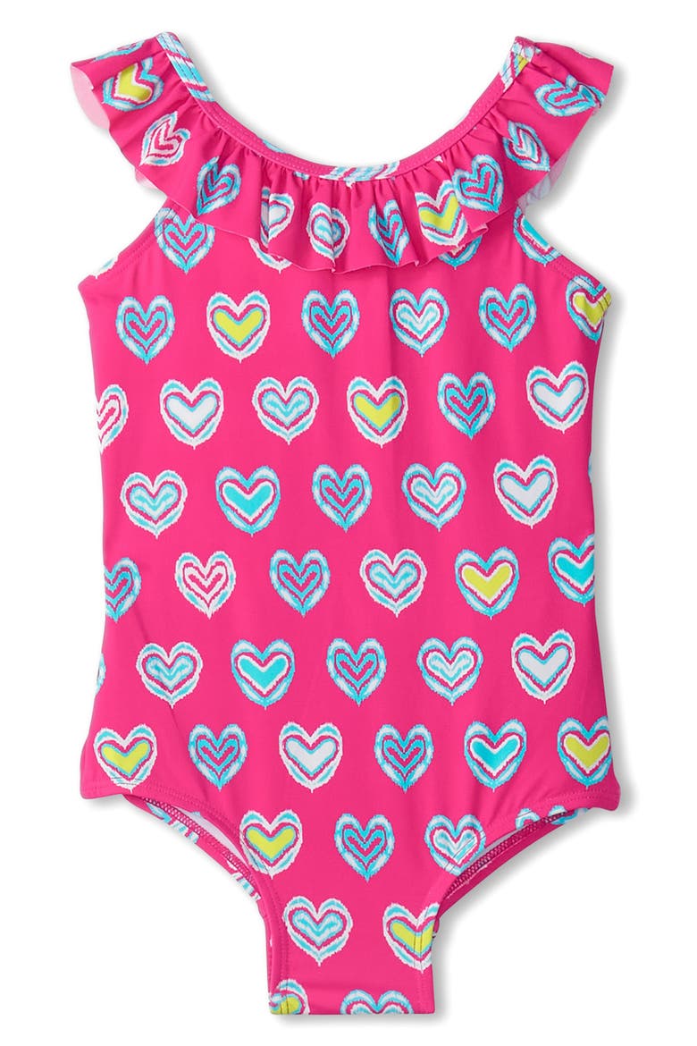 Kids' Ruffle Heart One-Piece Swimsuit, Main, color, PINK