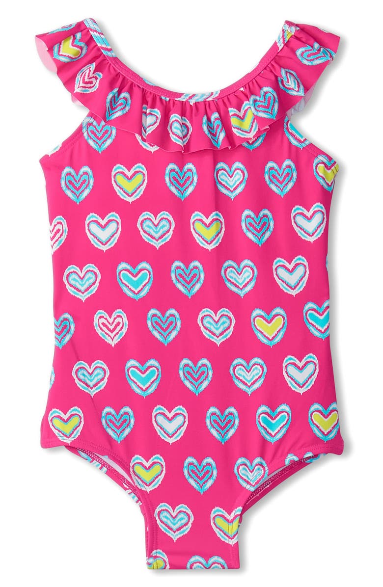 Hatley Kids' Ruffle Heart One-Piece Swimsuit, Main, color,