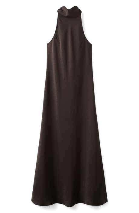 MANGO Crinkled Satin Midi Dress