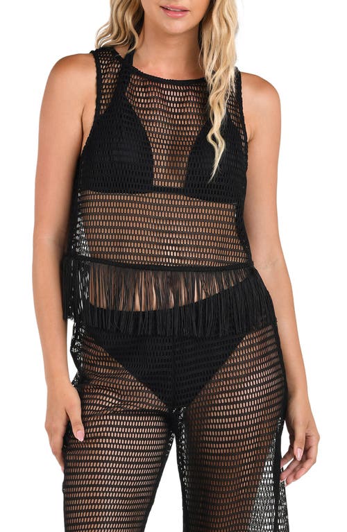 La Blanca Open-knit Crochet Tank Top In Black