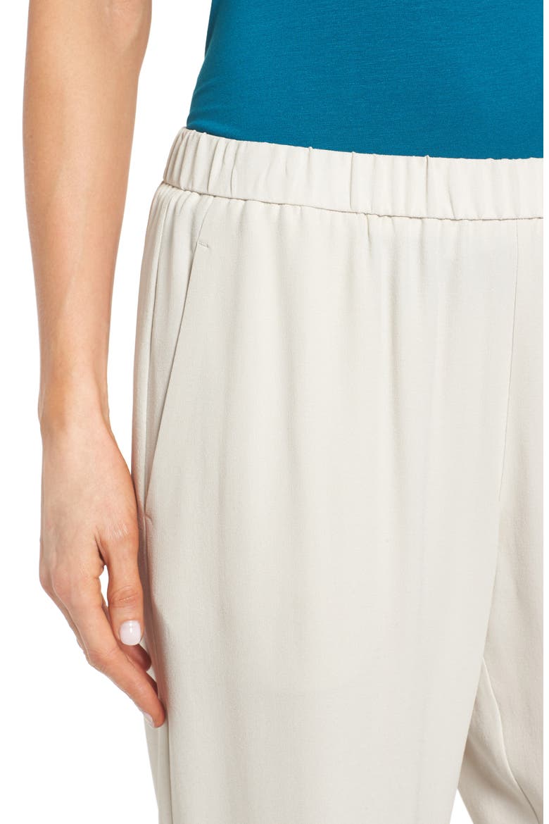 Slouchy Silk Crepe Ankle Pants, Alternate, color, BONE