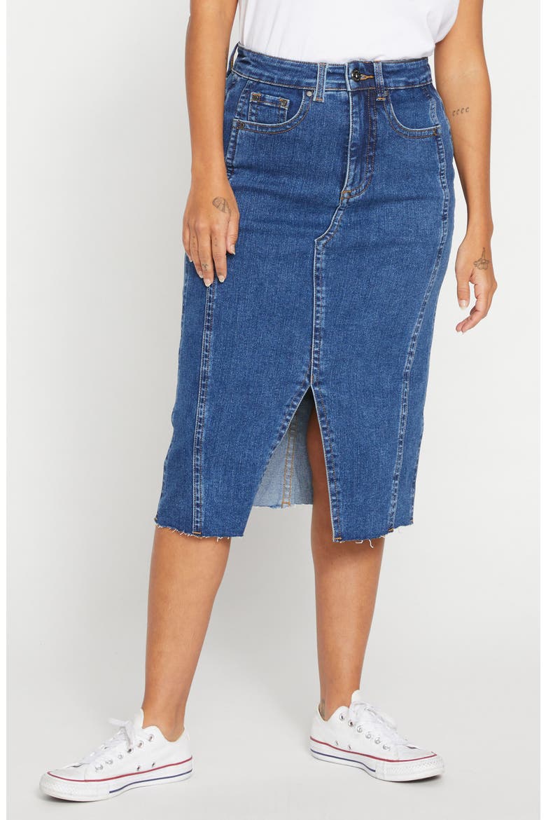 Dakota Denim Midi Skirt, Main, color, ODEON BLUE