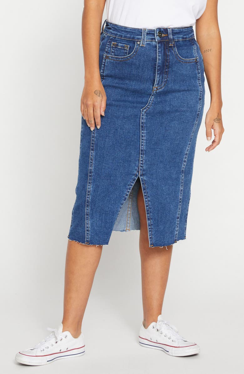 Universal Standard Dakota Denim Midi Skirt, Main, color, Odeon Blue