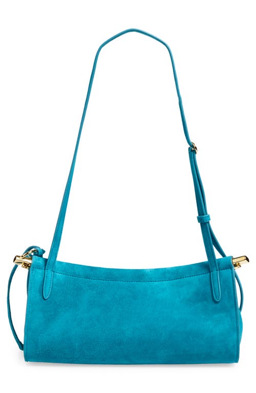 Alaïa Small Le Click East/west Suede Shoulder Bag In Blue