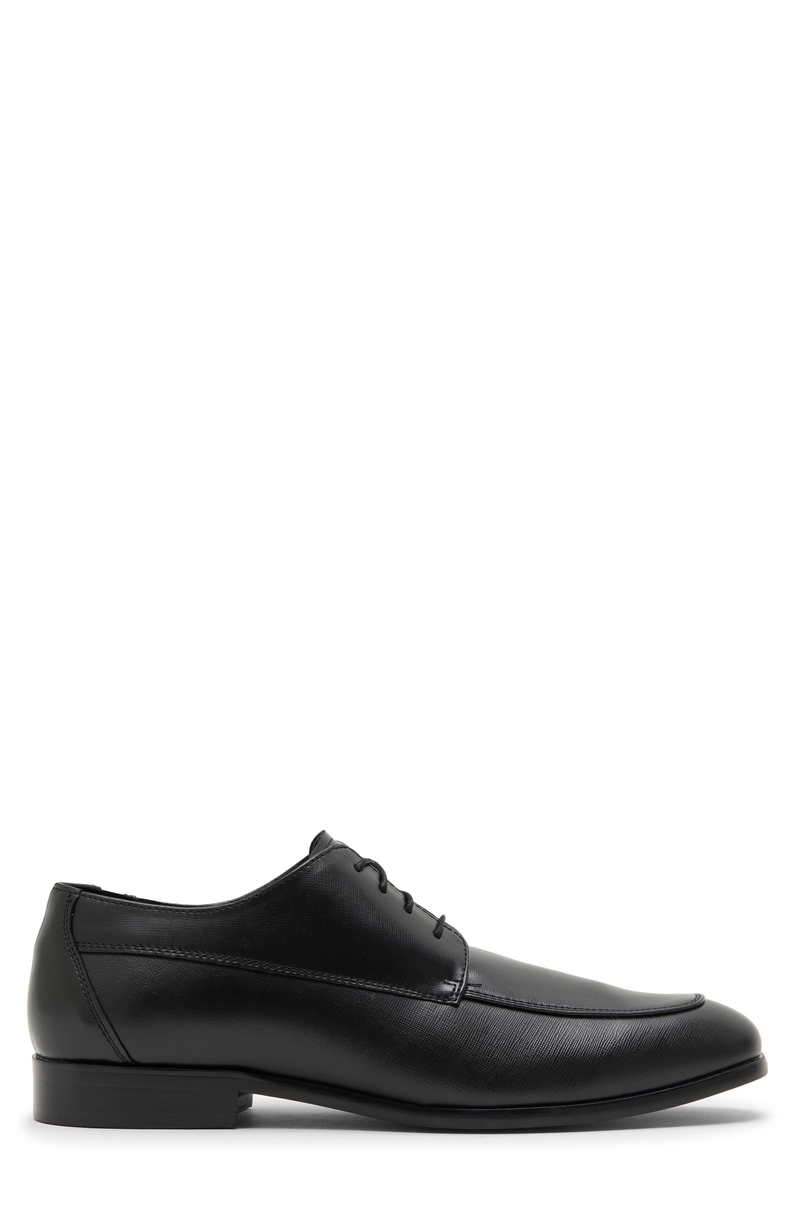 Graysn Faux Leather Plain Toe Derby, Alternate, color, BLACK