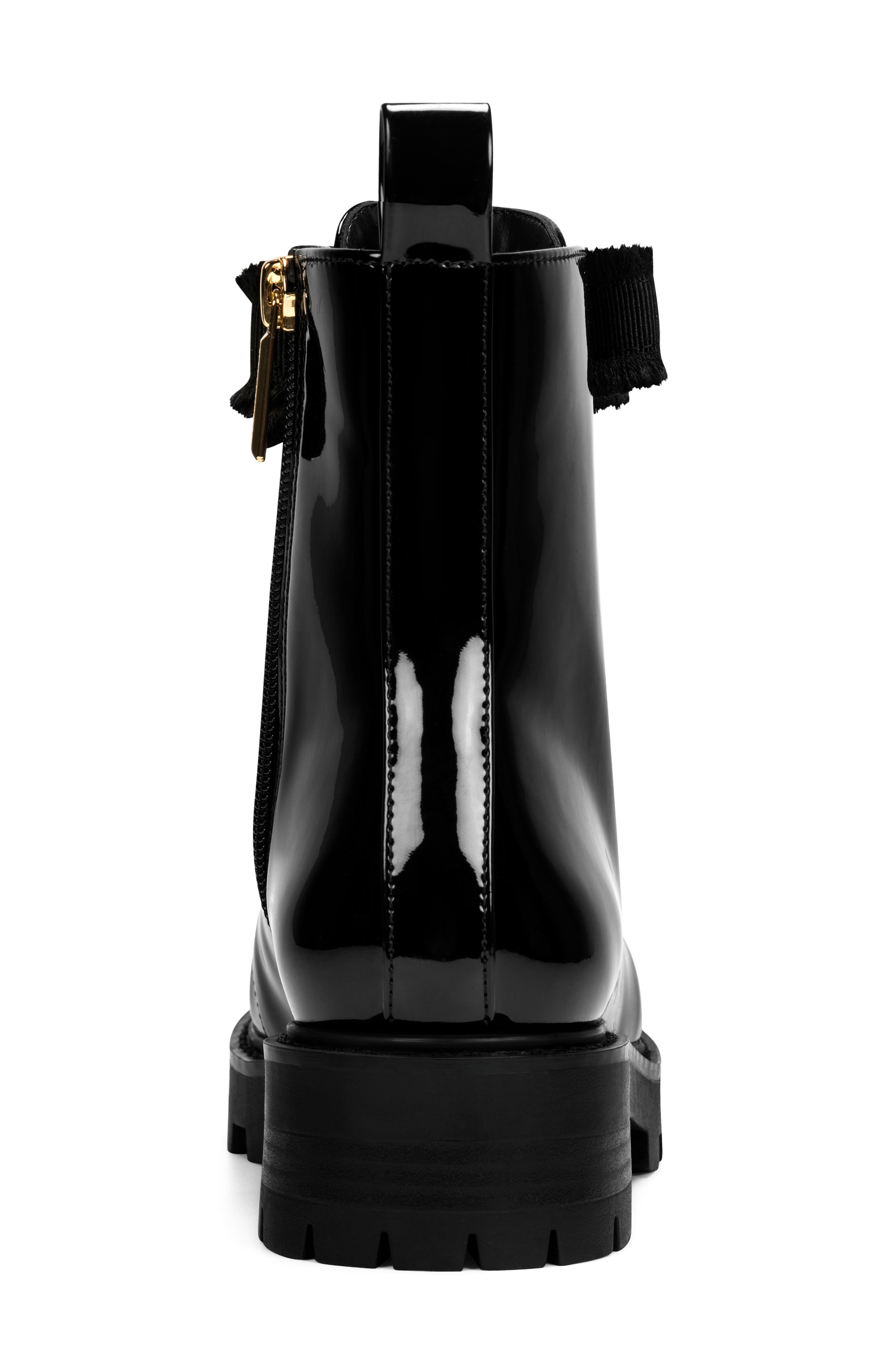 Metea Faux Leather Combat Bootie, Alternate, color, BLACK