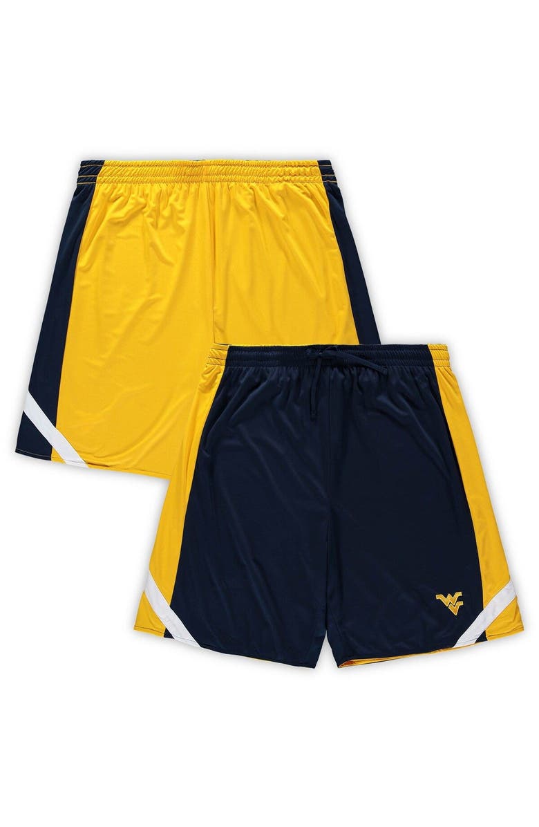 COLOSSEUM Men's Colosseum Navy/Gold West Virginia Mountaineers Big & Tall Team Reversible Shorts, Alternate, color,