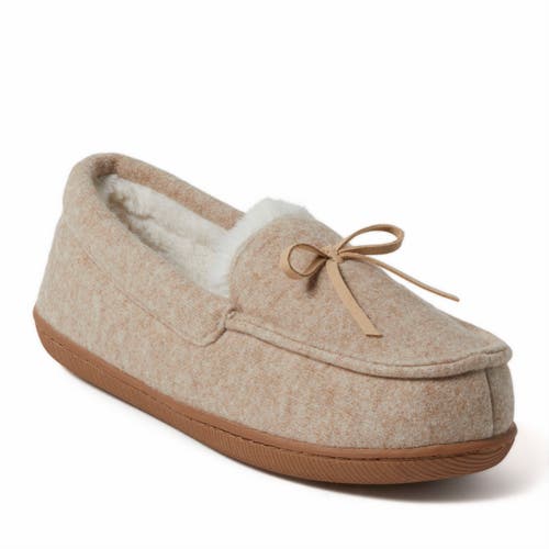 Dearfoams Hayes Soft Knit Moccasin Slipper In Oatmeal Heather