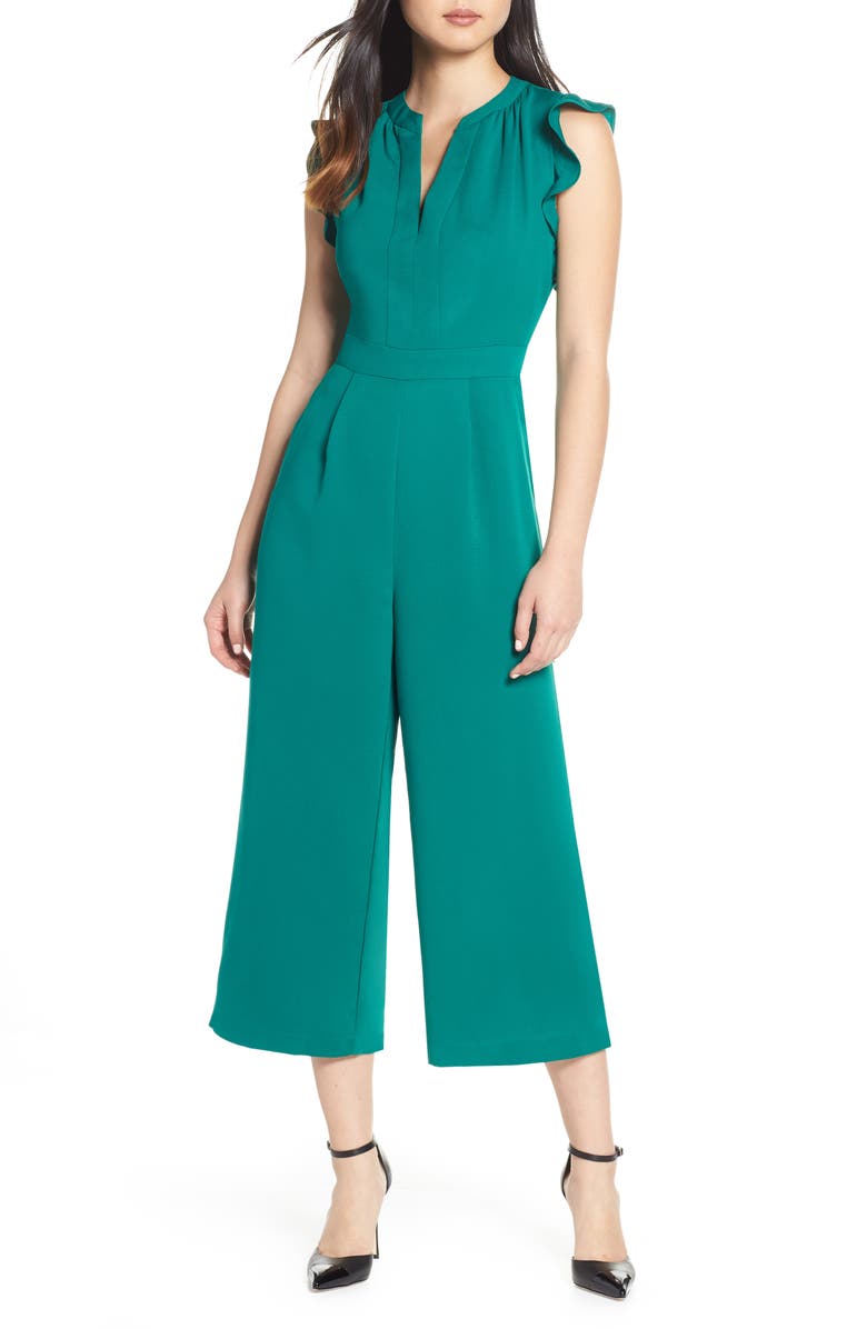 Vince Camuto Ruffle Wide Leg Crop Jumpsuit, Main, color,