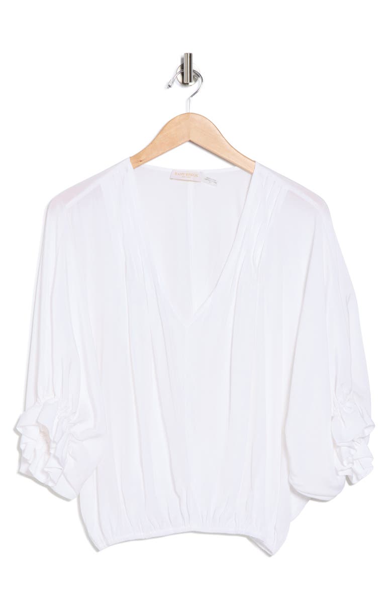 Ramy Brook Vina Balloon Sleeve V-Neck Top, Alternate, color, Ivory