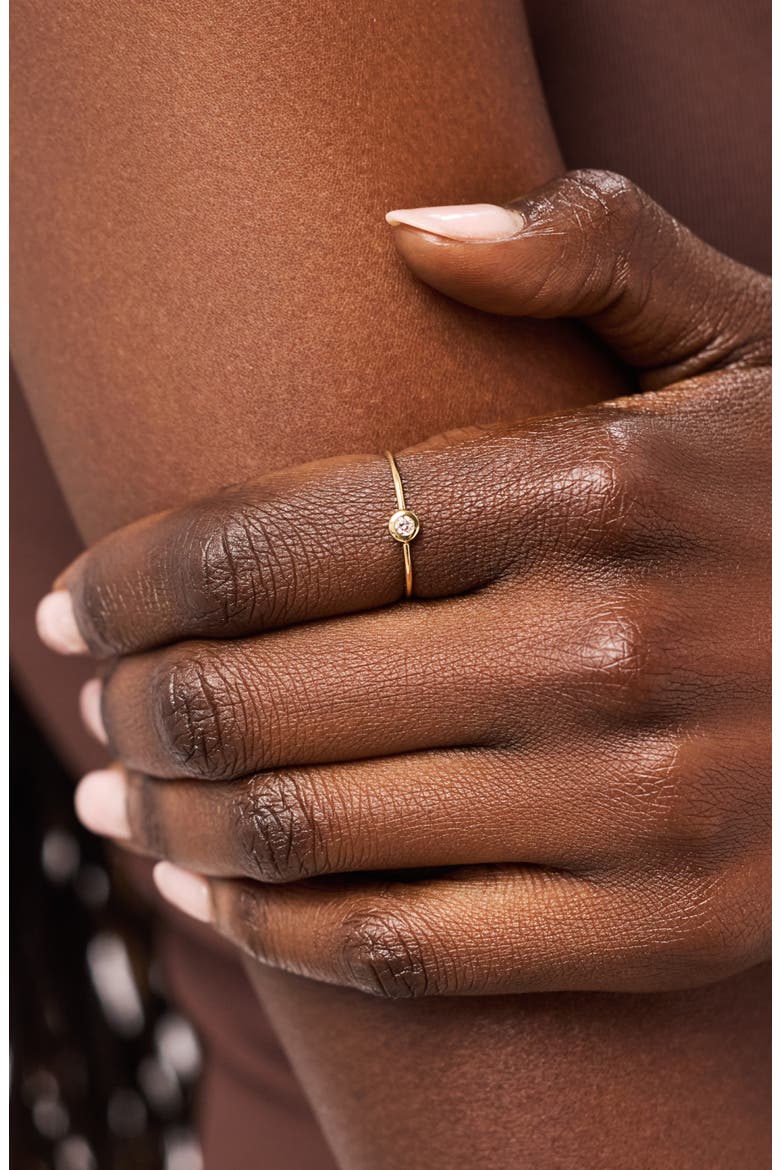 Solid Yellow Gold - Solo Diamond Stacking Ring, Alternate, color, Gold
